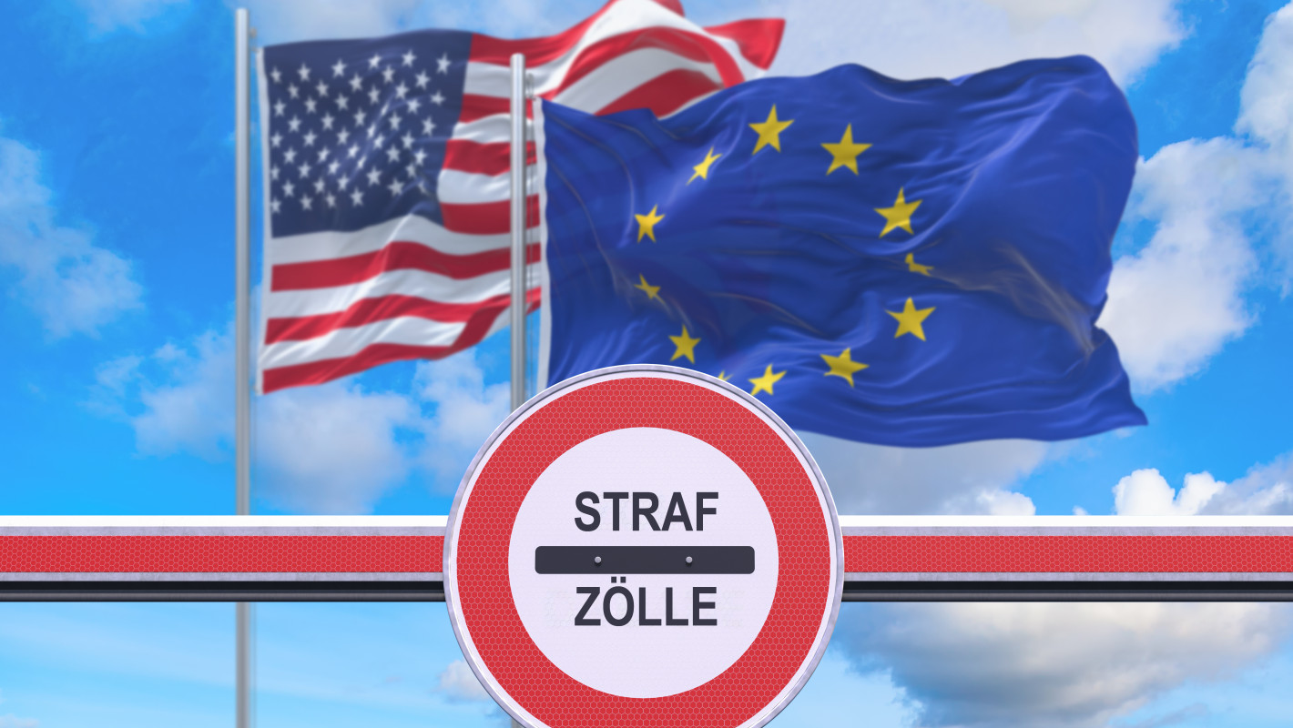 USA und EU Flagge - Strafzölle