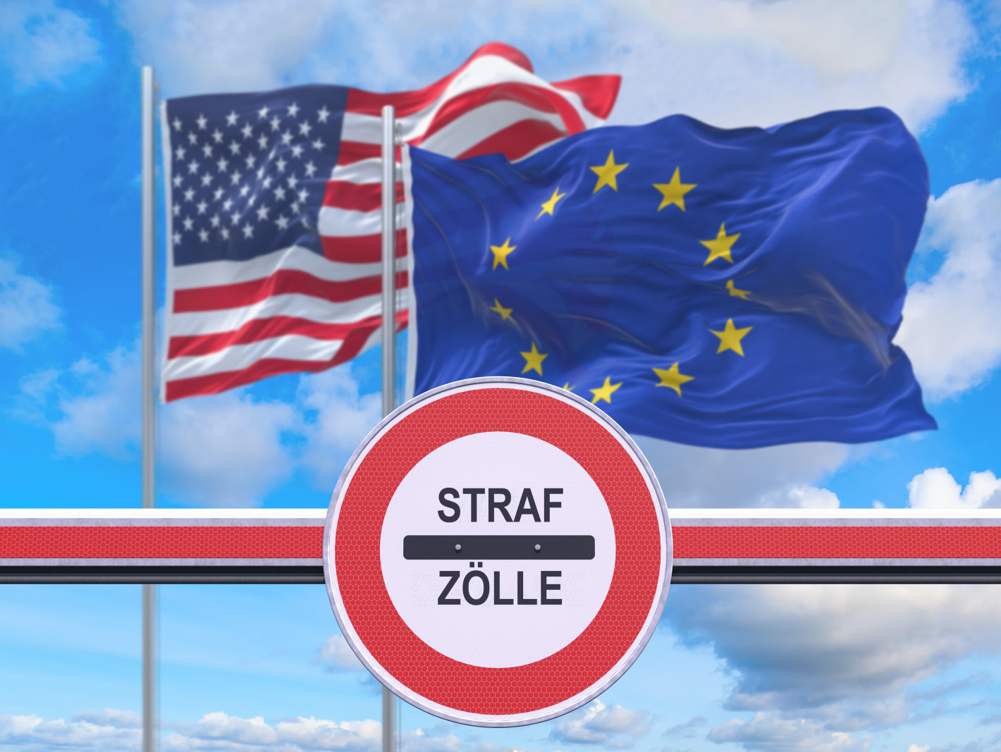 USA und EU Flagge - Strafzölle