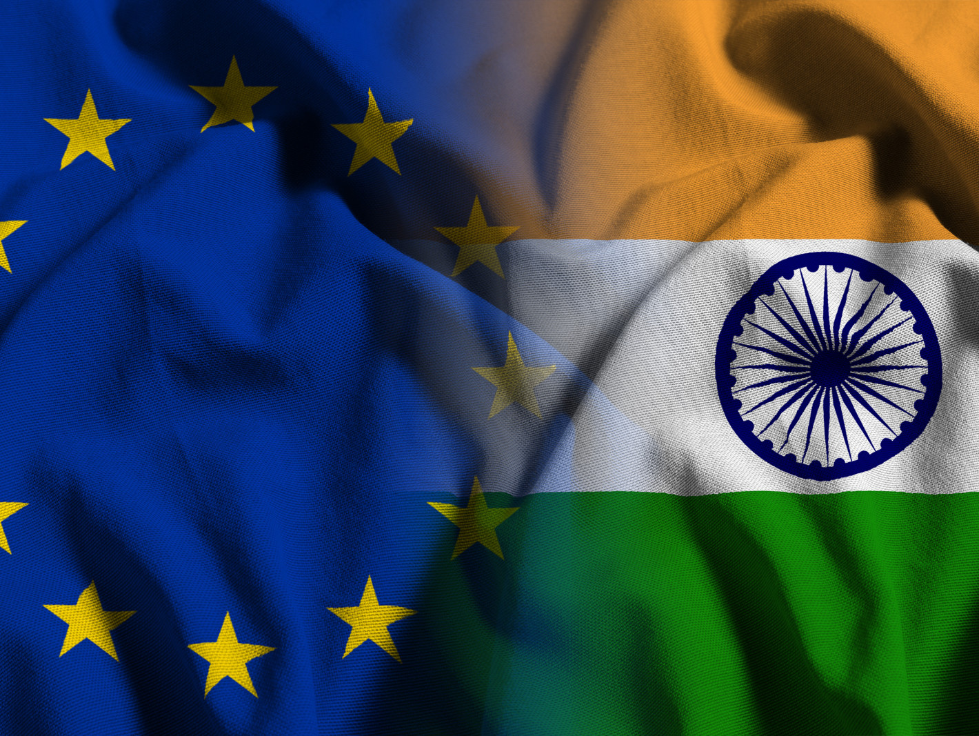 Indien und Europa Flaggen